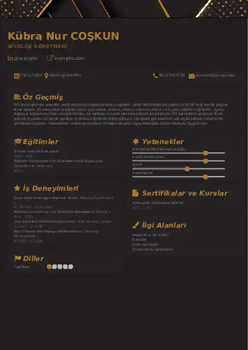 Biyoloji Öğretmeni CV Örnekleri cv indir